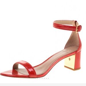 TORY BURCH CECILE sandals City Pepper Red Patent Leather block Heels size 8.5M
